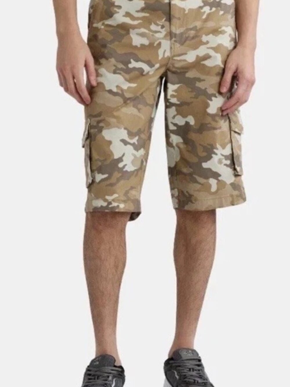 George Men’s Below the Knee Messenger Cargo Shorts Desert Camo 14" Size 38